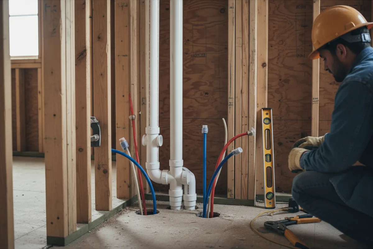 Drain and supply rough-in during Toilet Repair and Installation in Zaleski