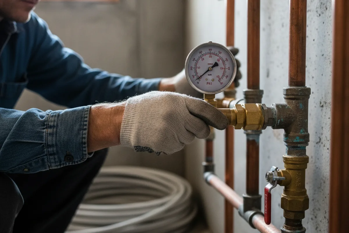 Pressure testing a repaired line during Water Line Repair in Zaleski